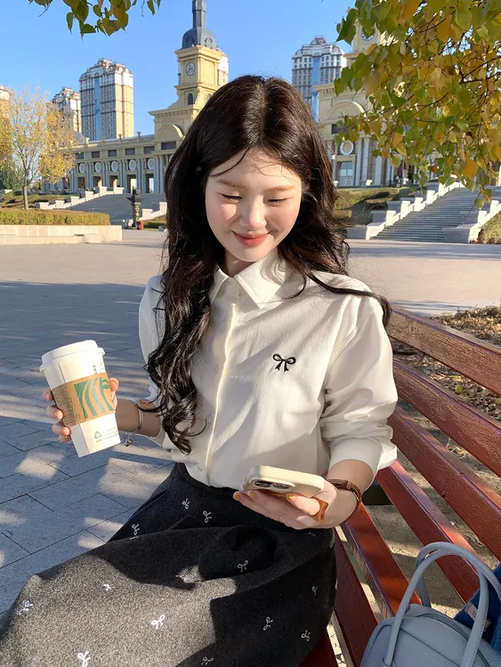 【秋风叙记】韩版气质温柔长袖衬衫女百搭时尚打底秋冬衬衣