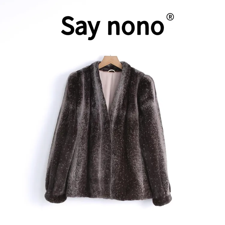 懒猫nono│Saynono 繁华如梦＿天鹅绒水貂皮草外套女/MDL24918