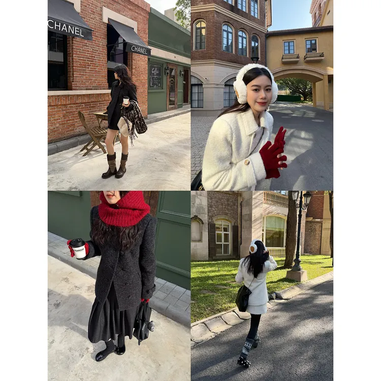 Seyora【风铃栀子】冬季新款夹棉毛呢外套半身裙时尚套装N39938SY54