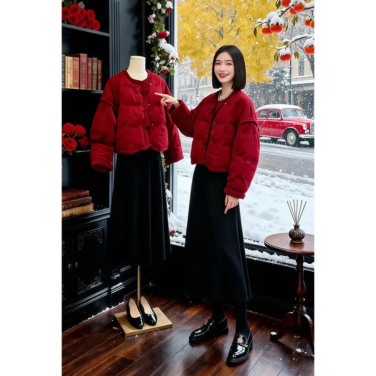 加厚棉服女款冬季2025新款爆款红色棉衣巨好看宽松保暖面包服时尚
