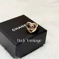 大吉中古/Chanel香奈儿金色双c镂空爱心戒指