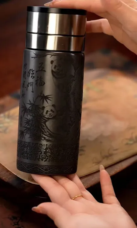 紫砂 五福随身杯车载旅行杯
