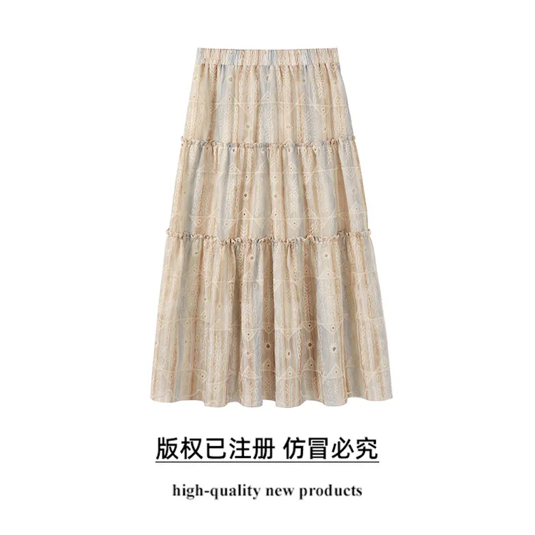 奢姿大码女装2025夏季减龄木耳边蛋糕裙子胖妹妹时尚松紧半身裙