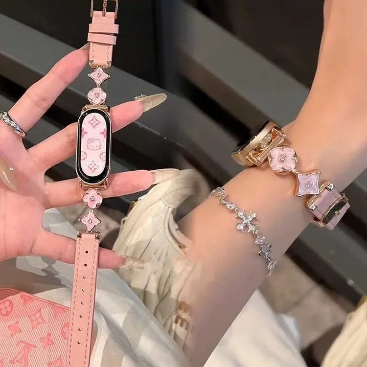 适用小米手环10/9/8代nfc四叶草鎏金气质轻奢千金高级腕带手表带