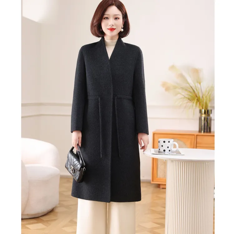 ziyang/孜洋秋冬双面骆驼绒大衣轻盈不压身收腰显瘦外套长款5230