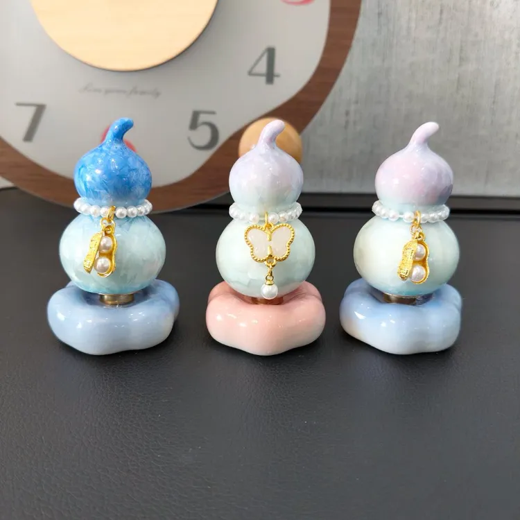 景德镇葫芦转转陶瓷窑变结晶釉渐变网红款可爱解压创意家居小摆件