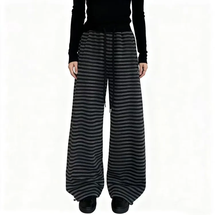 MRFEITO【松弛密码】加绒加厚垂感懒人条纹显瘦直筒裤H6K02D35264