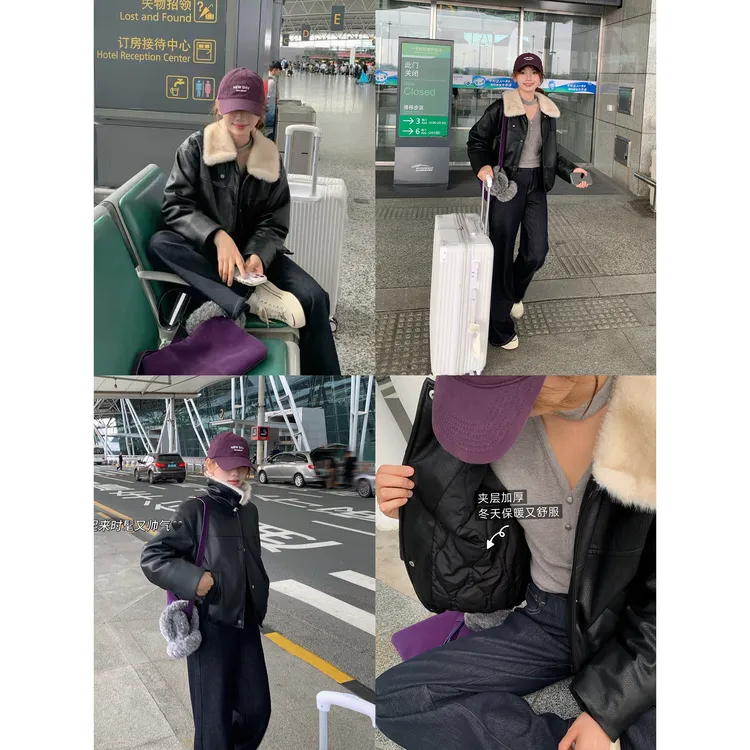 切糕自制【锁温】小个子女秋冬加棉皮衣保暖时尚气质休闲棉服