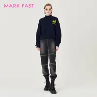 MARKFAST设计师品牌立领抽褶徽标纯棉卫衣女秋M1CFW24080