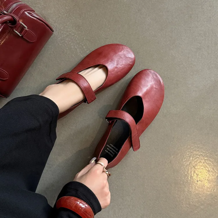 【跟高1.5CM】牛猪羊/时尚百搭源头哦一字带平底玛丽珍女鞋