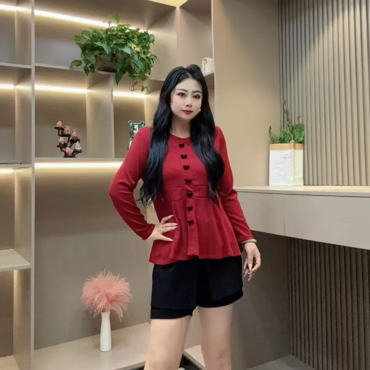 秋季上衣-檬 9217时尚潮流蝴蝶结拼接收腰显瘦款胖MM大码女装新款