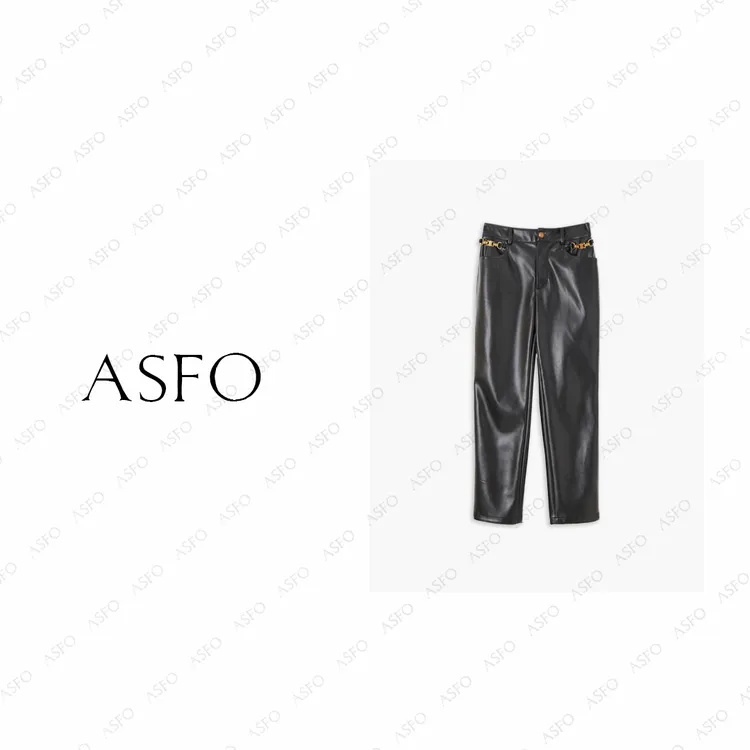 【AS金腰条】25新经典CE四面高腰修身窄版直筒皮裤AS25QNK03581