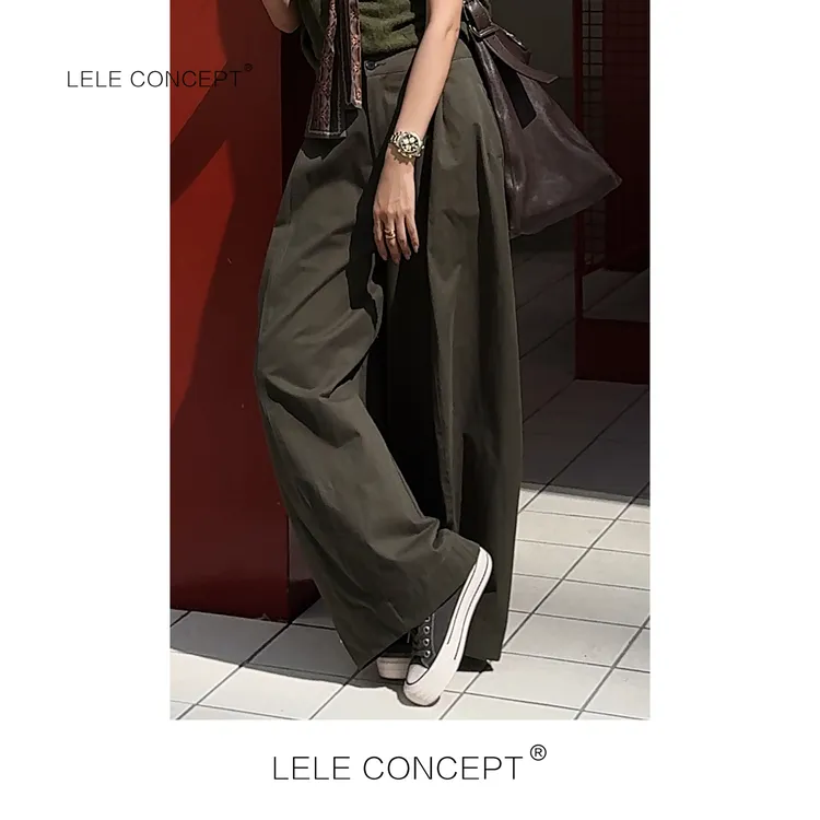 LELE CONCEPT丨「丽」都市时尚百搭休闲风折边休闲阔腿裤FK25C0008W