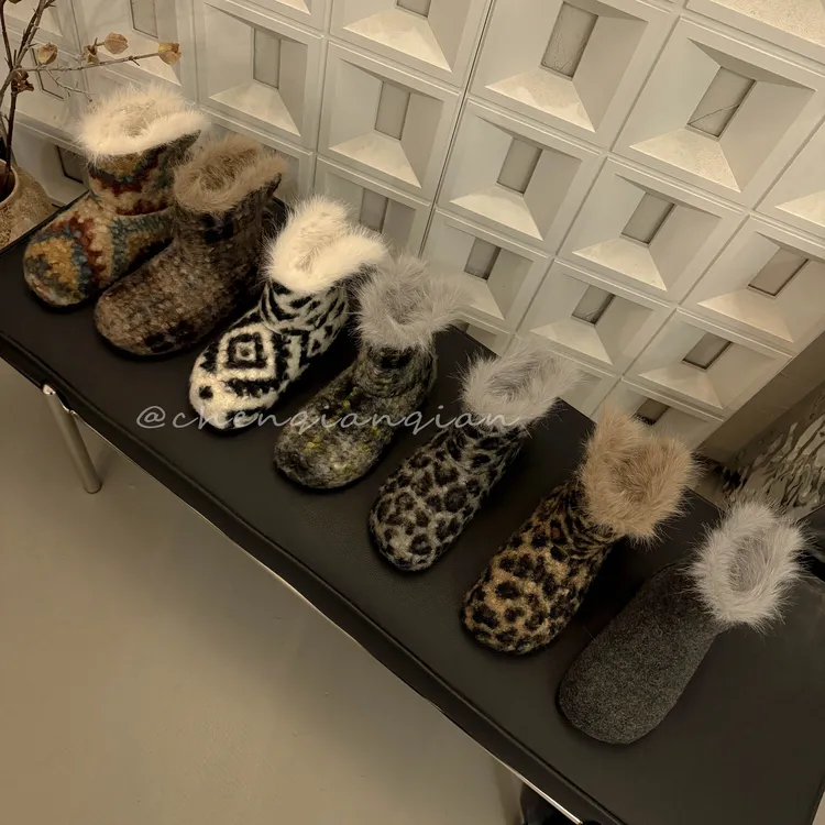 毛尼毛绒绒保暖雪地靴女秋冬季加绒加厚保暖棉靴百搭外穿防滑棉鞋