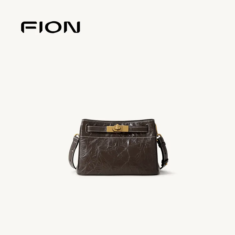 Fion/菲安妮【琥珀流光】时尚大气简约凯莉单肩斜挎包FAAFRMP006