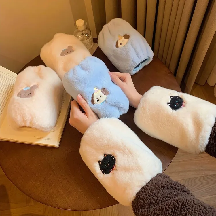 加厚保暖冬季袖套可爱上班防脏耐污套袖学生护袖卡通毛绒袖套女Q