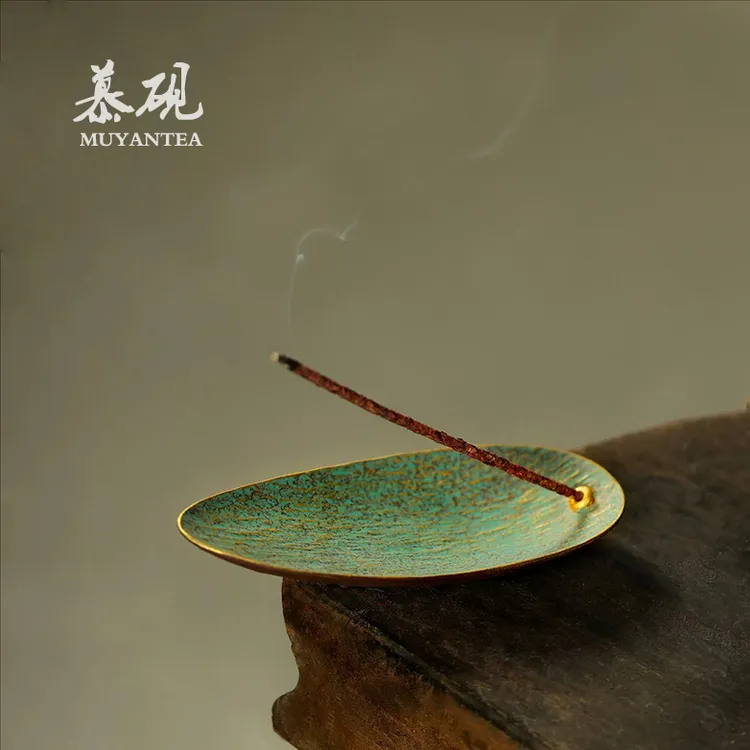 muyan/慕砚手作陶瓷香皿线香插日式简约香立卧香炉禅意茶道熏香座