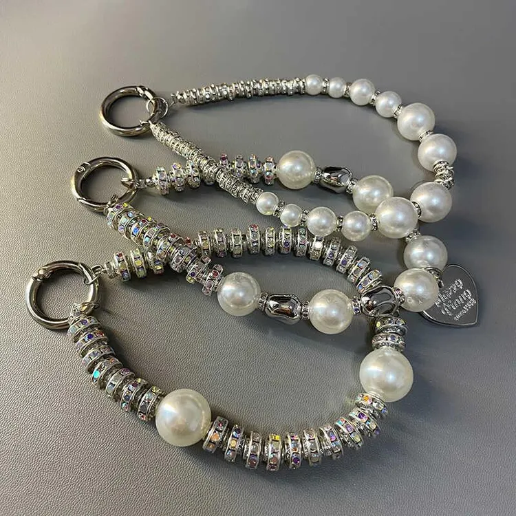 珍珠手腕挂饰高颜值水钻手机耳机包包装饰品挂绳高级感钥匙防丢女