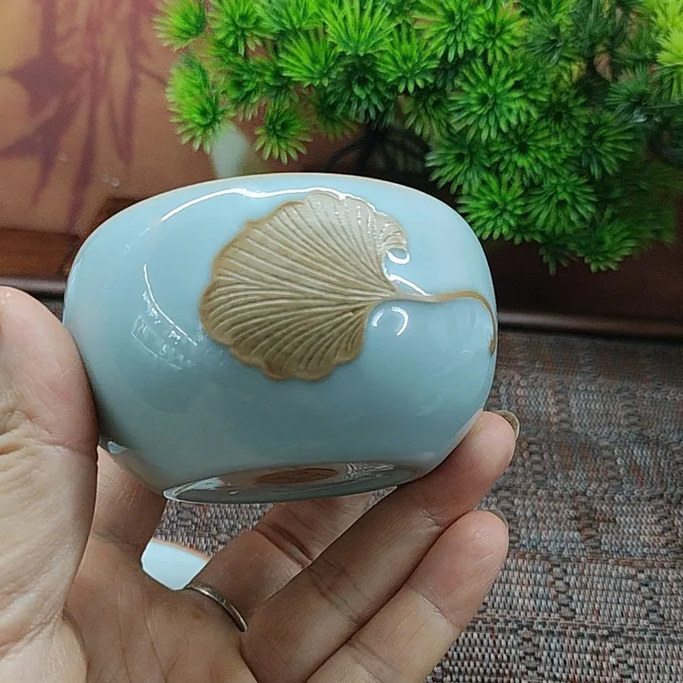 汝瓷手工拉胚，禅定杯，90毫升，开片特别独特，
