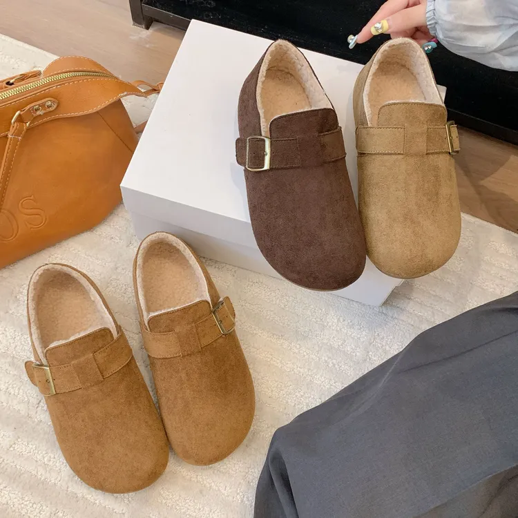 小敏家 复古平底全包勃肯鞋 新款舒适软底百搭懒人一脚蹬豆豆鞋