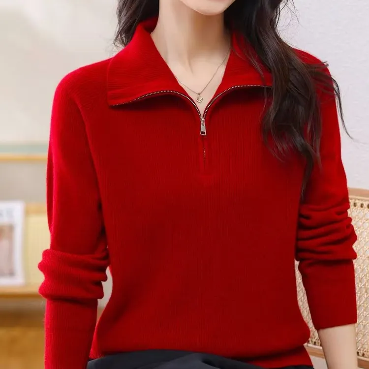 过年毛衣中厚羊绒羊毛翻领毛衣