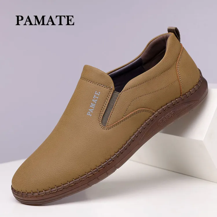 男士秋冬新款休闲男皮鞋男手工上线鞋子一脚蹬软皮鞋