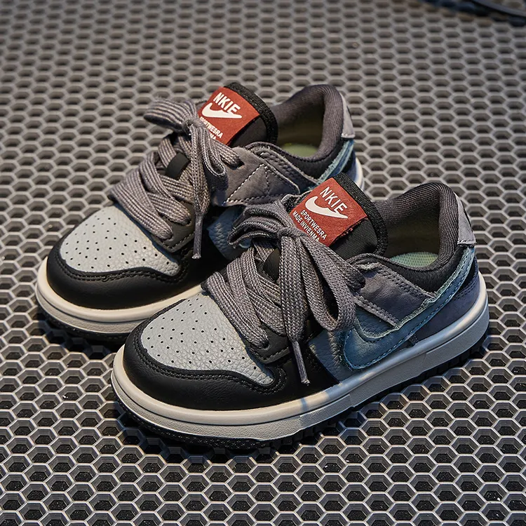 新款AJ真皮男童运动板鞋防滑透气秋冬季加绒二棉鞋女童韩版休闲鞋