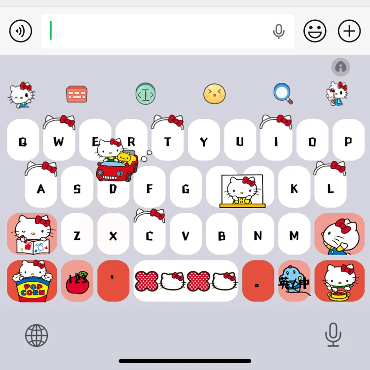 Kitty下午茶/ios苹果安卓百度输入法皮肤键盘白肚皮双系统双色