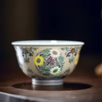 【富玉窑】斗彩团菊杯单杯