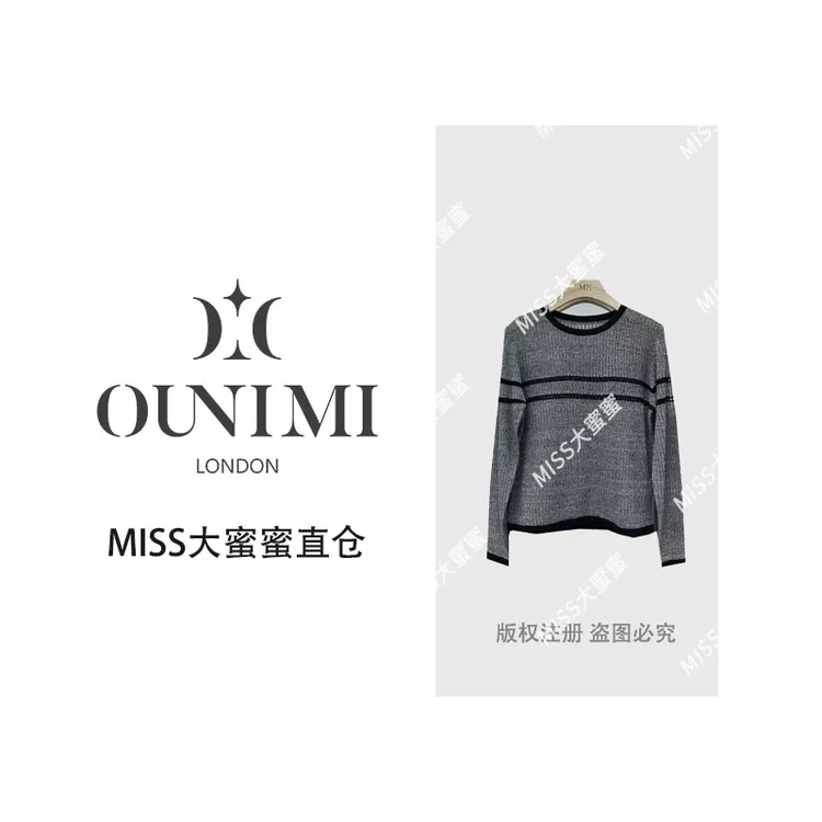欧倪蜜 OUNIMI 圆领长袖撞色条纹针织衫Y-597