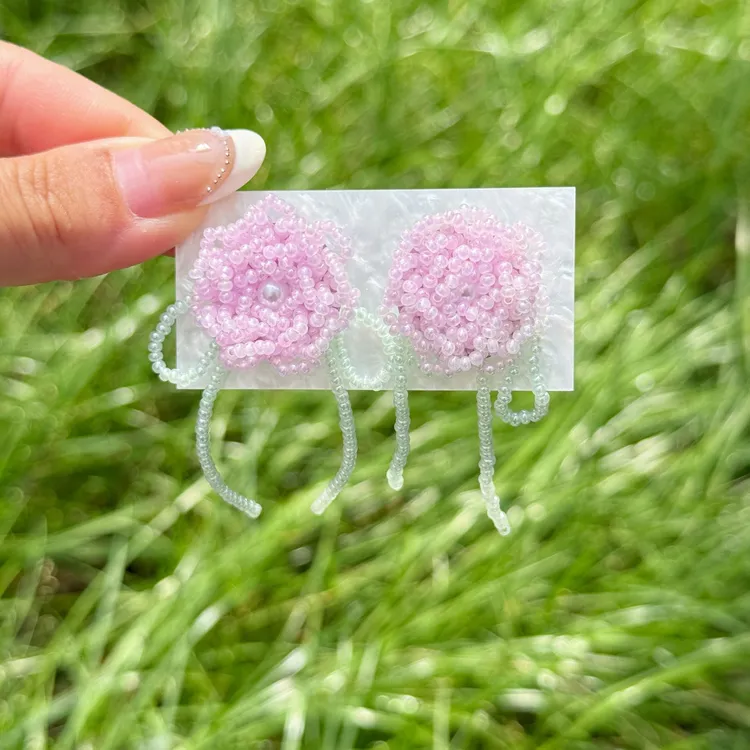 合金仿珍珠耳饰 莫奈花园·油画感手工花花耳钉清新甜美小花夏季