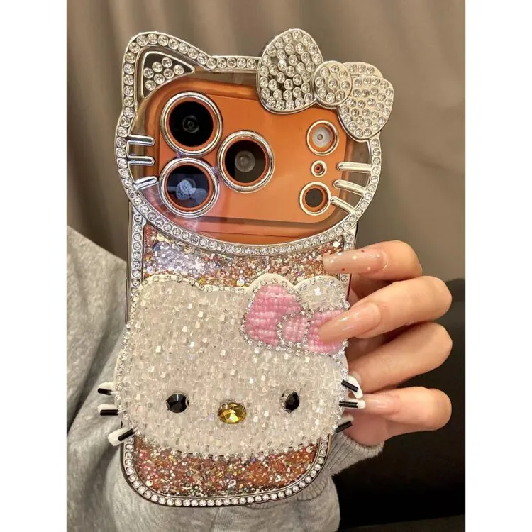 甜酷奢华风闪钻蝴蝶结猫咪适用iphone17promax苹果16手机壳15新款