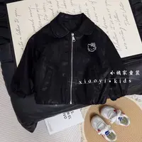 亲子皮衣夹克女宝宝春秋款外套童装帅气小童洋气韩版潮流休闲百搭