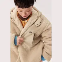 M014【金拐子专属】CHUU字母贴布设计外套撞色仿皮毛一体-F