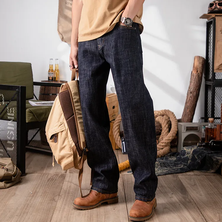 美式复古重磅原牛赤耳牛仔裤丹宁水洗阿美咔叽男士裤子