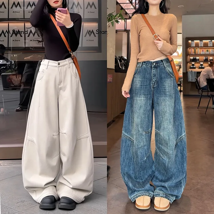 55118浅色加绒保暖牛仔裤女2025年东晋新款加厚显瘦百搭休闲长裤