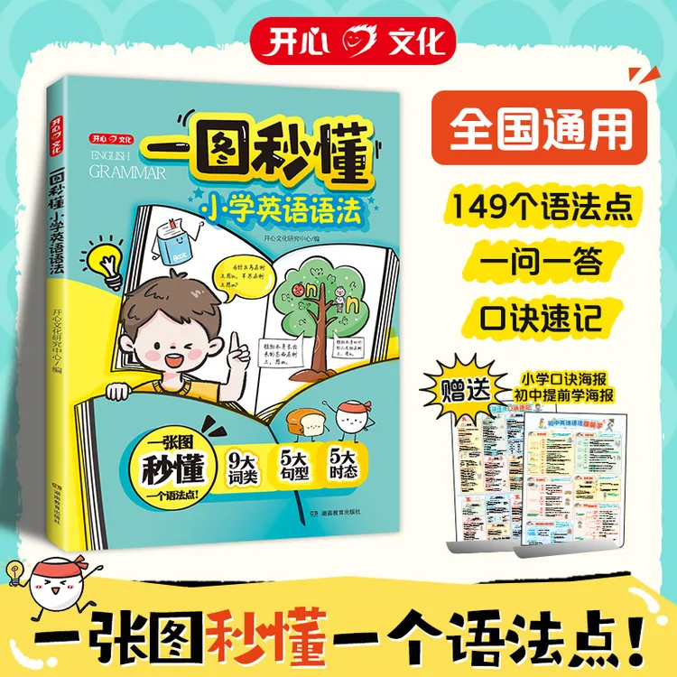 一图秒懂小学英语语法 口诀速记趣味漫画语法书 全国通用