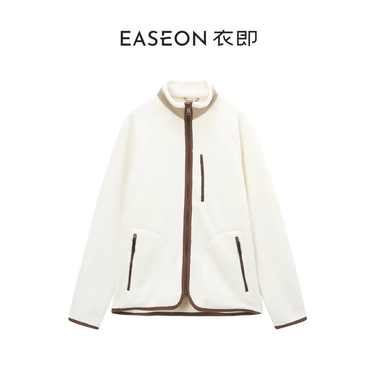 衣即「悠之行」撞色颗粒绒外套立领拉链设计保暖亲肤上衣YW5BWT1115