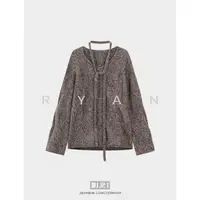 【石头Ryan】新款V领系带收腰显瘦套头慵懒风长袖时尚毛衣W56MY062