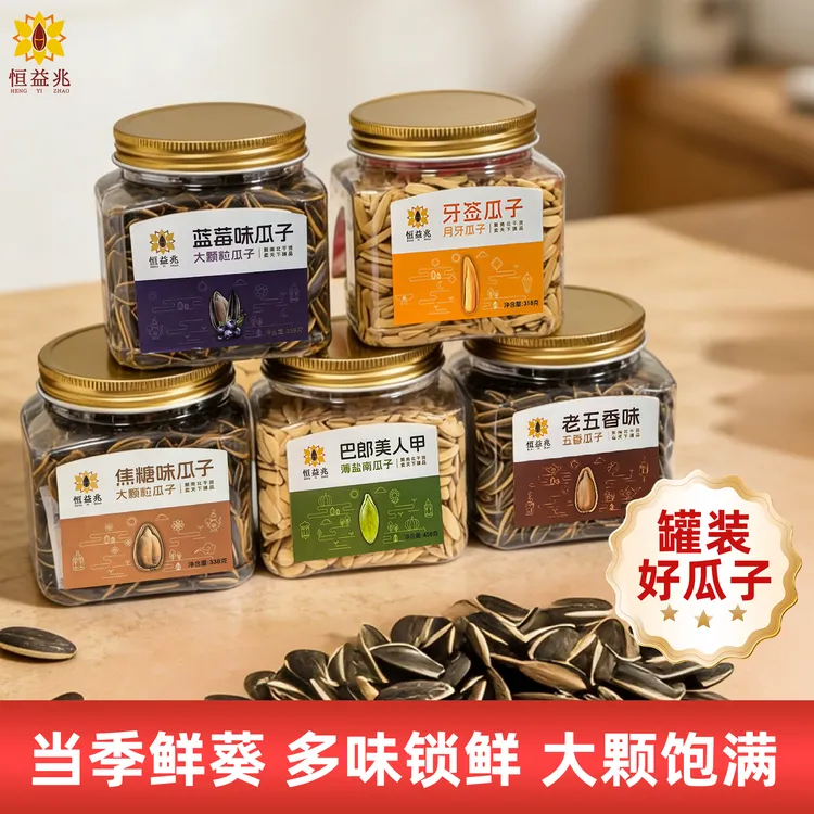 五香 焦糖 蓝莓 牙签 薄盐美甲南瓜子罐288g新鲜炒货休闲零食年货