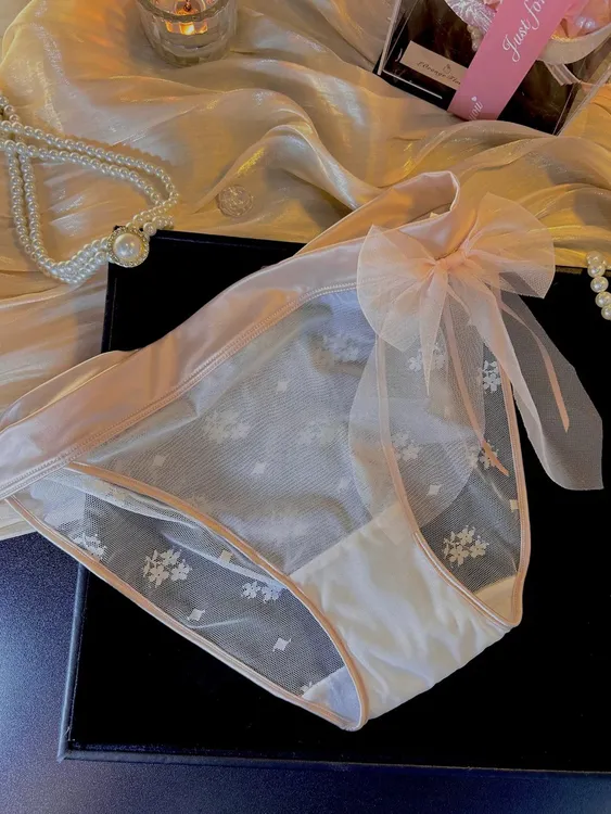 芭蕾仙子•蝴蝶结网纱微透明女士内裤女生性感新款蕾丝高级纯欲风