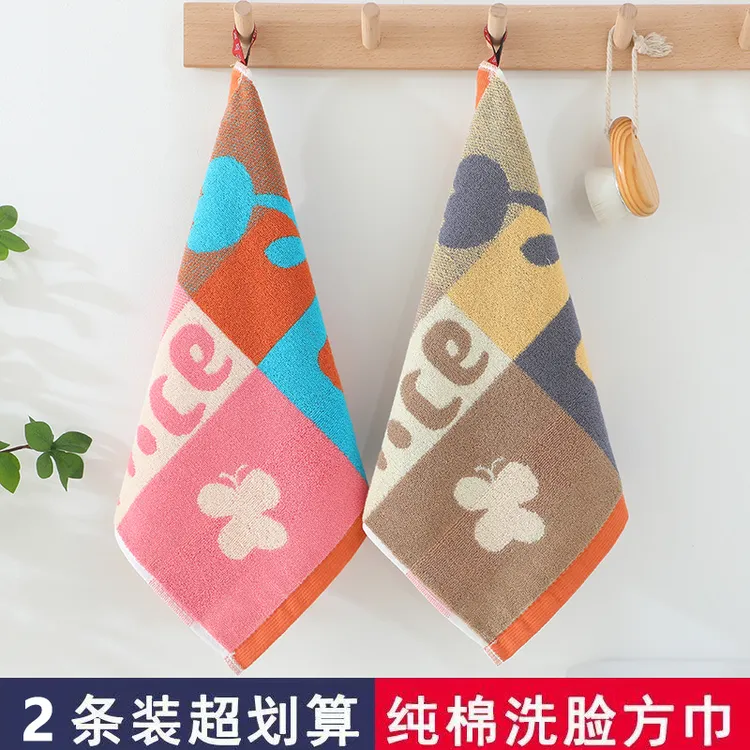 纯棉小毛巾成人大方巾加厚洗脸柔软吸水正方形可爱家用不掉毛面巾