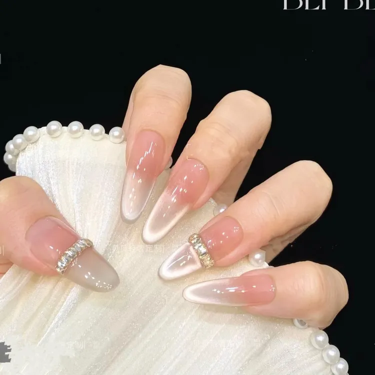 纯手工【E042清欢】秋冬气质纯手工法式猫眼款穿戴甲美甲纯欲贴片