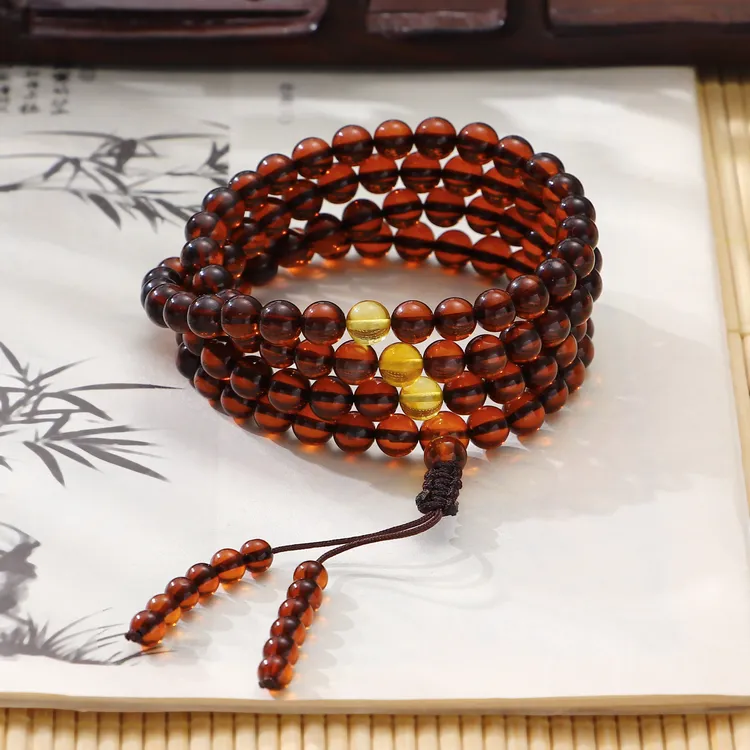 Tender Jinger新款天然血珀琥珀双层手串手工气质百搭