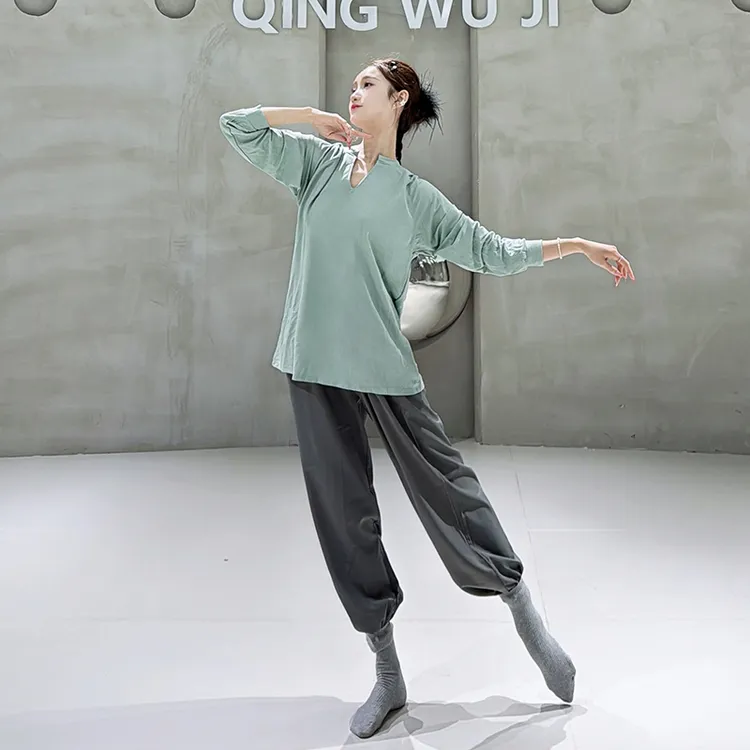 现代舞上衣男女同款飘逸宽松t恤长袖舞蹈日常穿搭中国舞练功服装