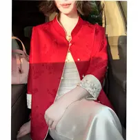 【倾国倾城】新中式红色战袍显白双面穿国风女醋酸秋冬高级显瘦外套