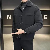 轻薄羽绒服男款冬季2025新款潮牌高级感工装口袋拼接翻领男士外套