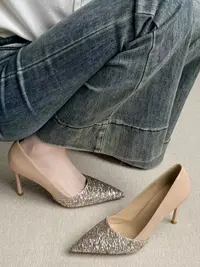 小单鞋百搭不累脚约会软皮舒适高跟鞋女秋季配裙子W241035