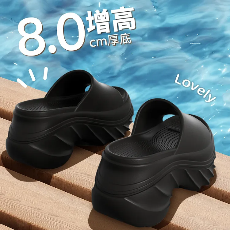 2025夏季新款一字拖鞋EVA厚底网红增高鞋室内外穿防滑防水踩屎感