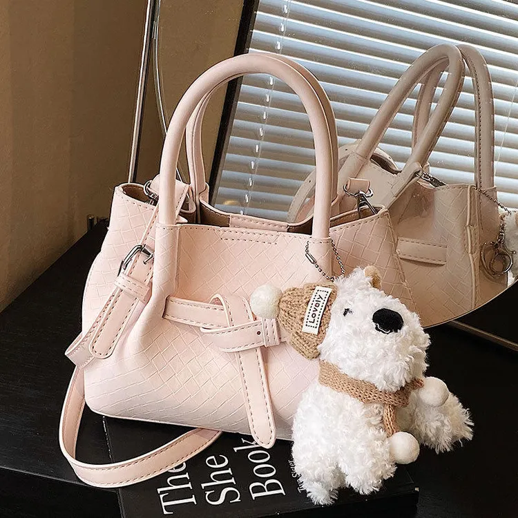 春秋新款小清新韩国时尚洋气手提菜篮子包包小众百搭通勤斜挎包